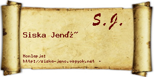 Siska Jenő névjegykártya